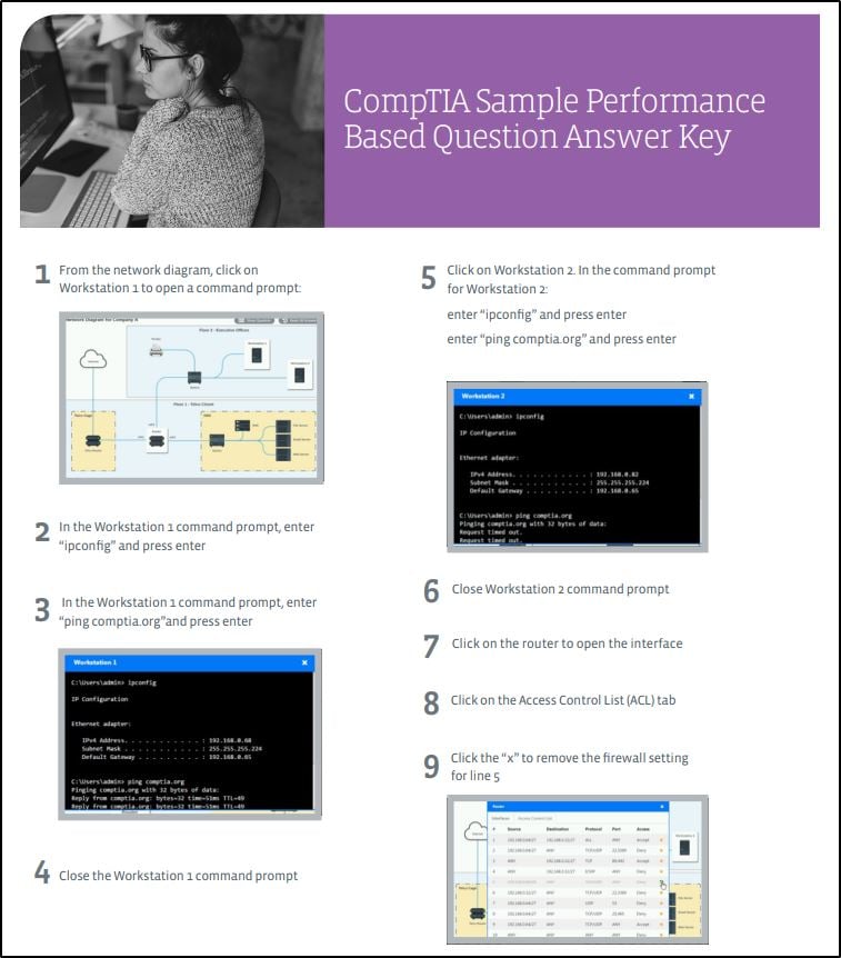 Screenshot from the PBQ simulator off the CompTIA website