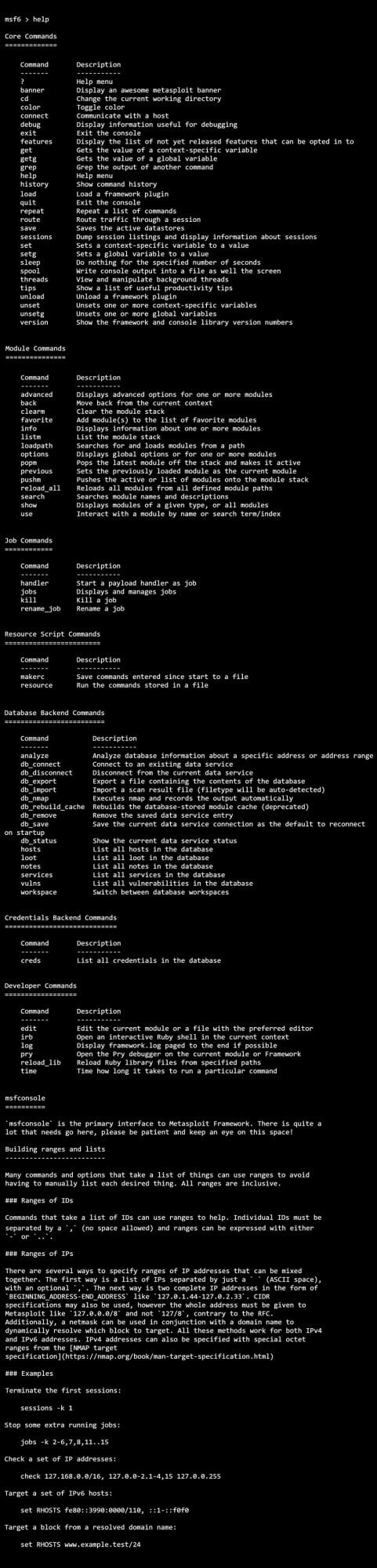 help terminal console output