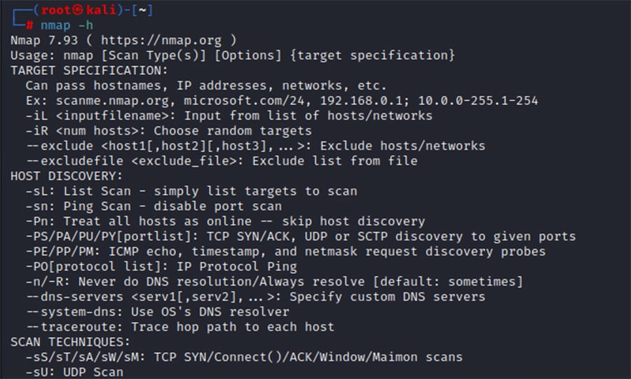 Nmap h