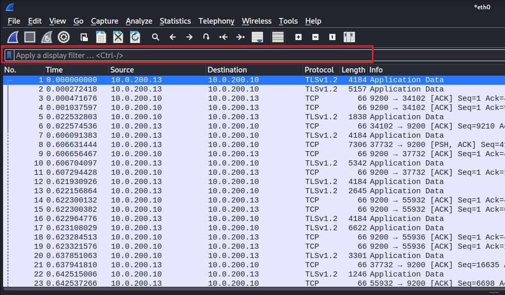 The display filter bar