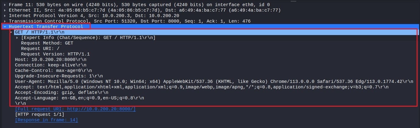 HTTP Request Packet HTTP Information Packet's application protocol