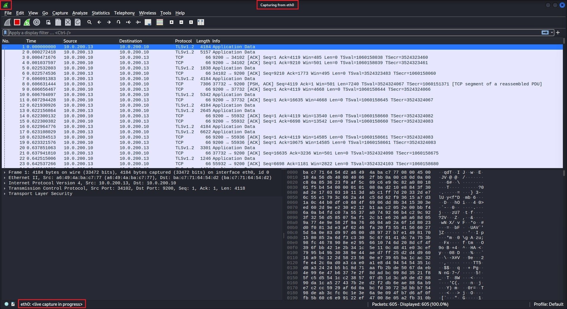Wireshark Packet Capture Screen Step 3 Stopping the packet capture