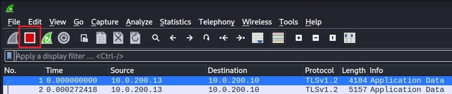 Wireshark Stop Capture Button To stop capture packets