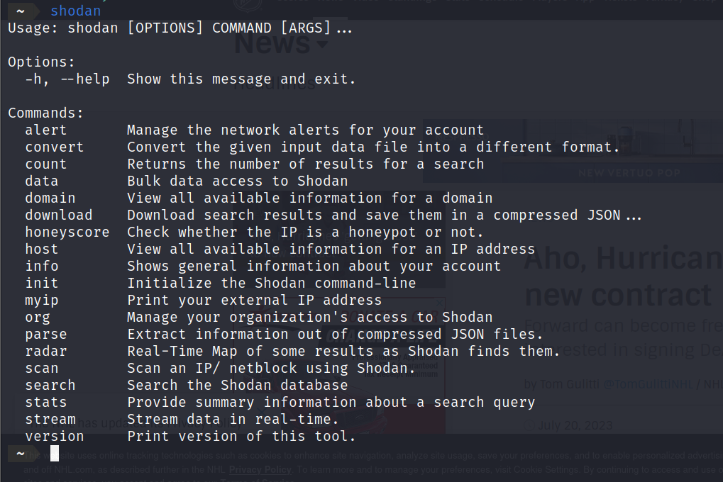 Shodan Command Line Utility Once everything is ready