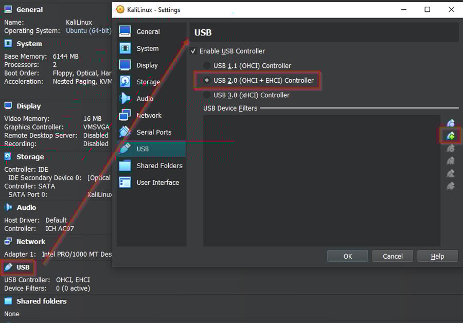 Access USB settings Access USB settings
