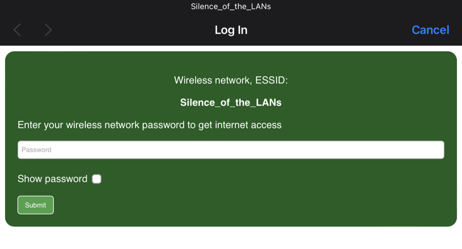 Captive Portal page Captive Portal page
