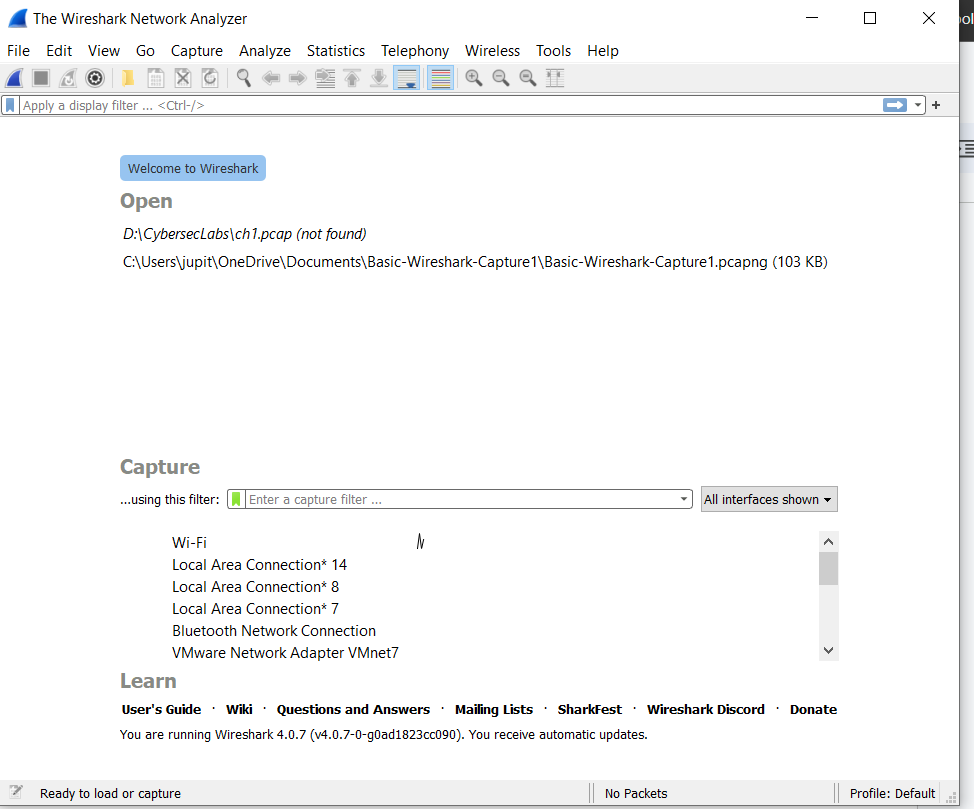 Wireshark will now be installed, and you can begin packet capturing