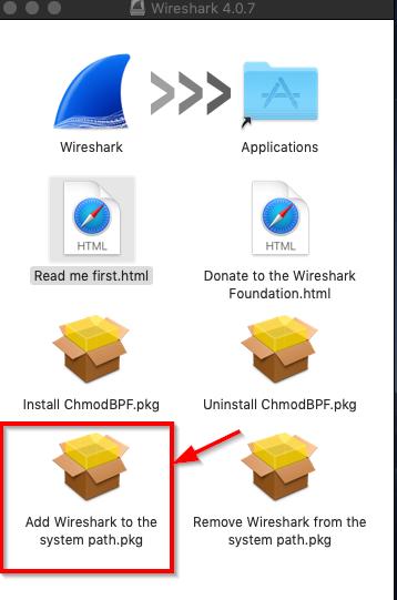 “Add Wireshark to the system path.pkg.”