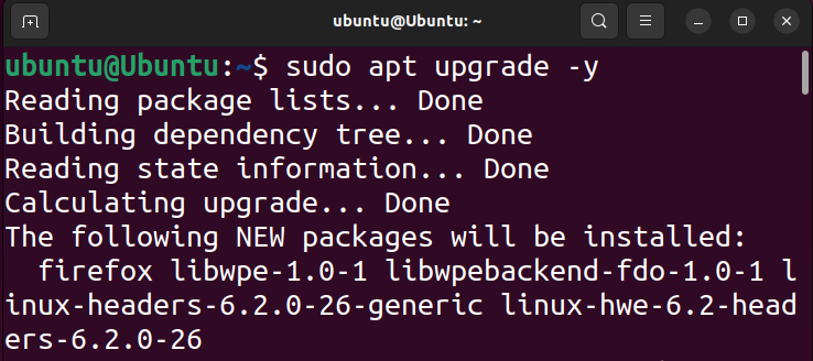 And then update the system with the following