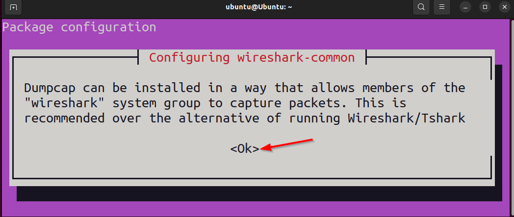 Select “Ok” to continue
