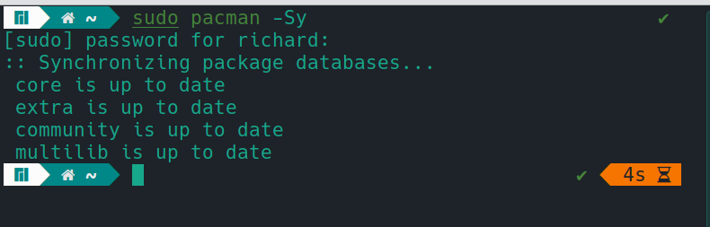 To synchronize the database, use the following command