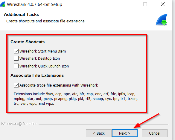 Associate trace file extensions with Wireshark