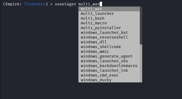Seeing What PowerShell Empire Stagers Are Available