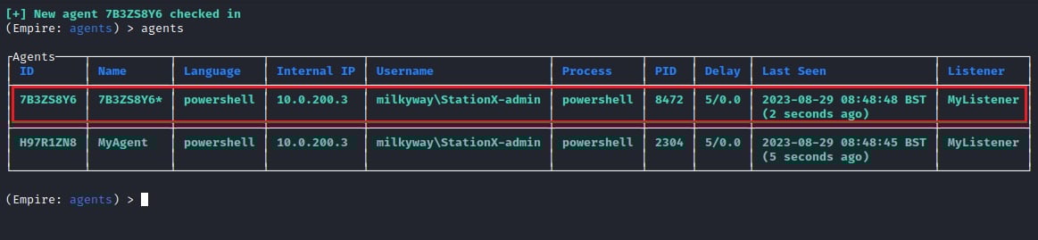 Showing Admin PowerShell Empire Agent
