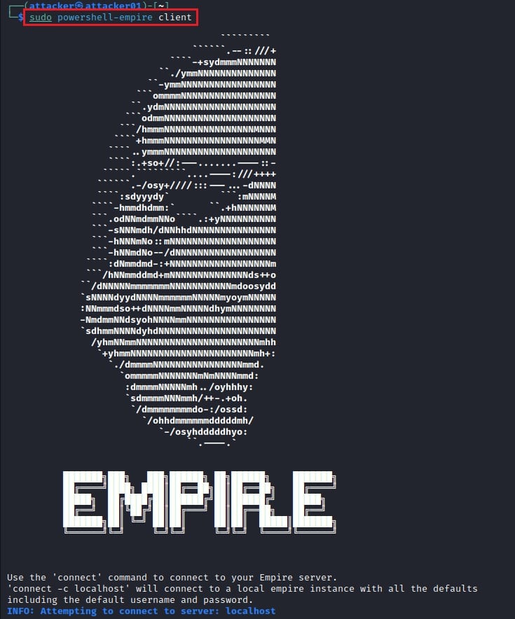 Starting the PowerShell Empire Client 1