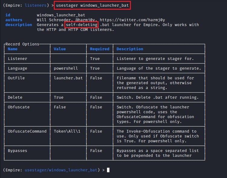 Using the PowerShell Empire Stager