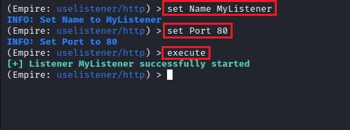  Changing PowerShell Empire http Listener Options