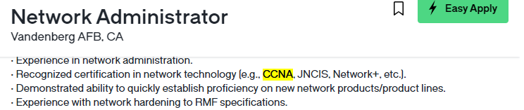Glassdoor Network Administrator job posting
