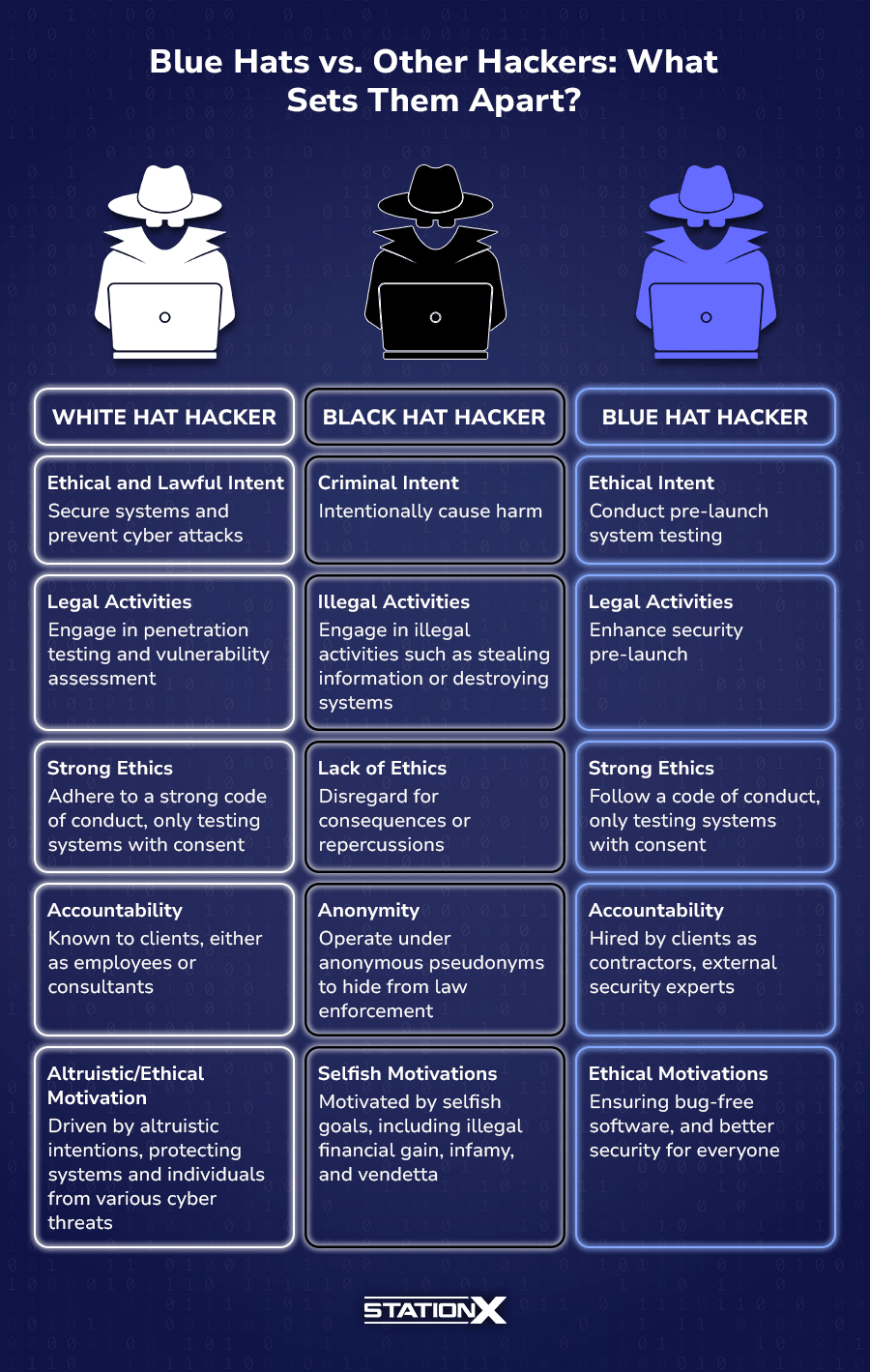 Blue Hat vs Other Hackers Side By Side Comparison