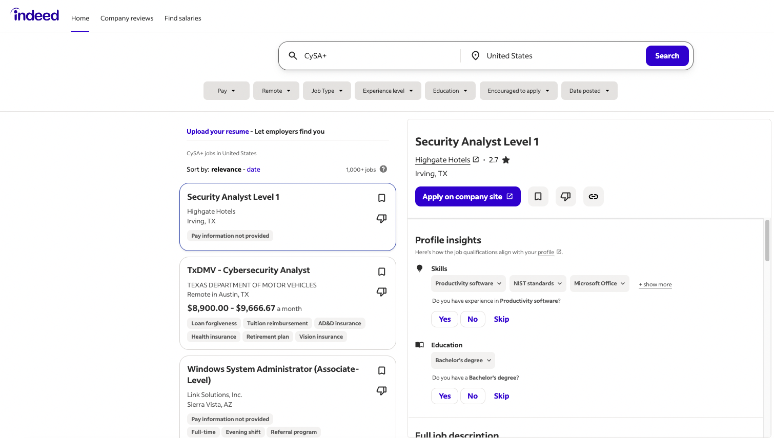 Security Analyst Level 1