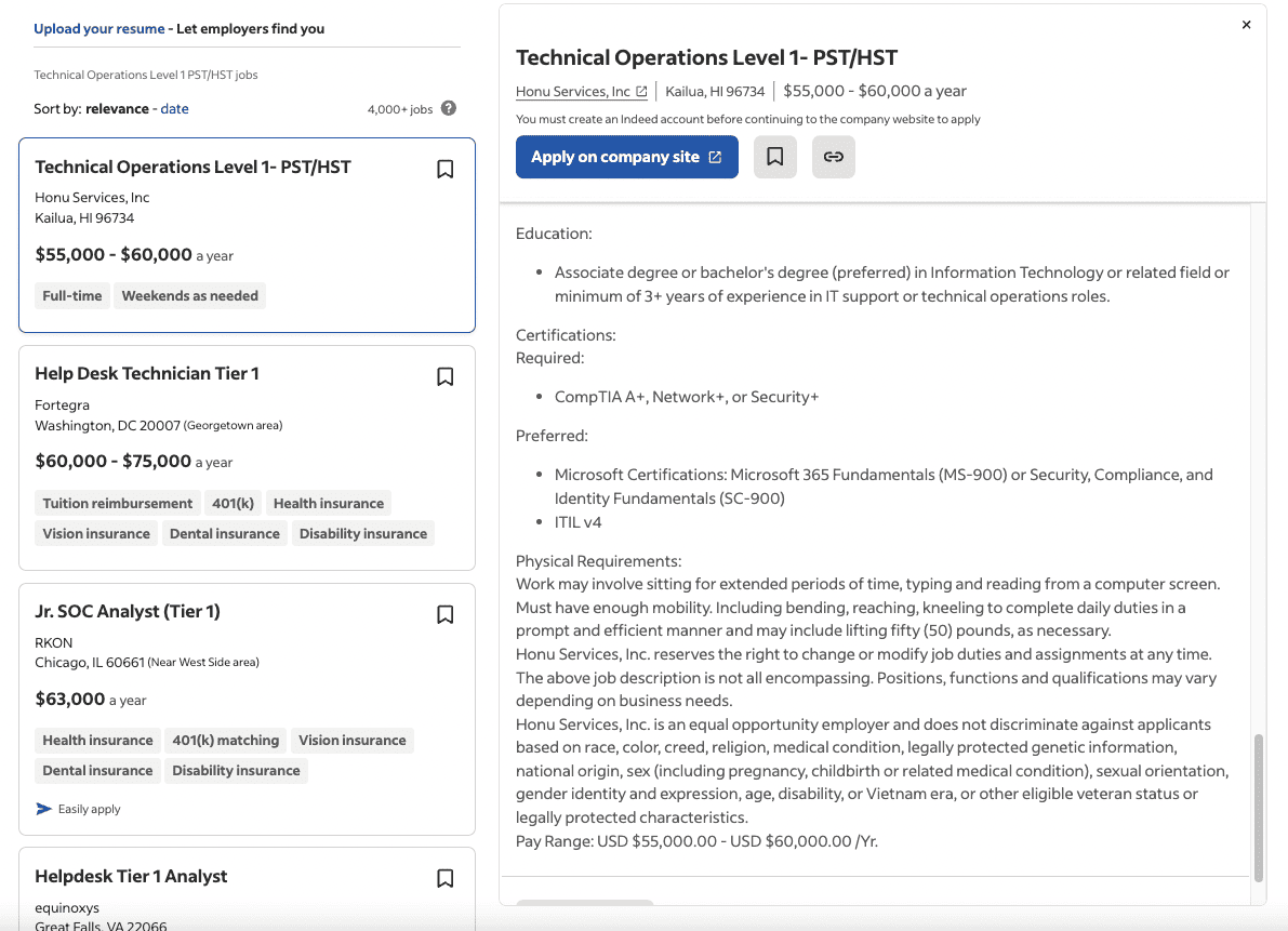Technical Operation Level 1 - PST/HST