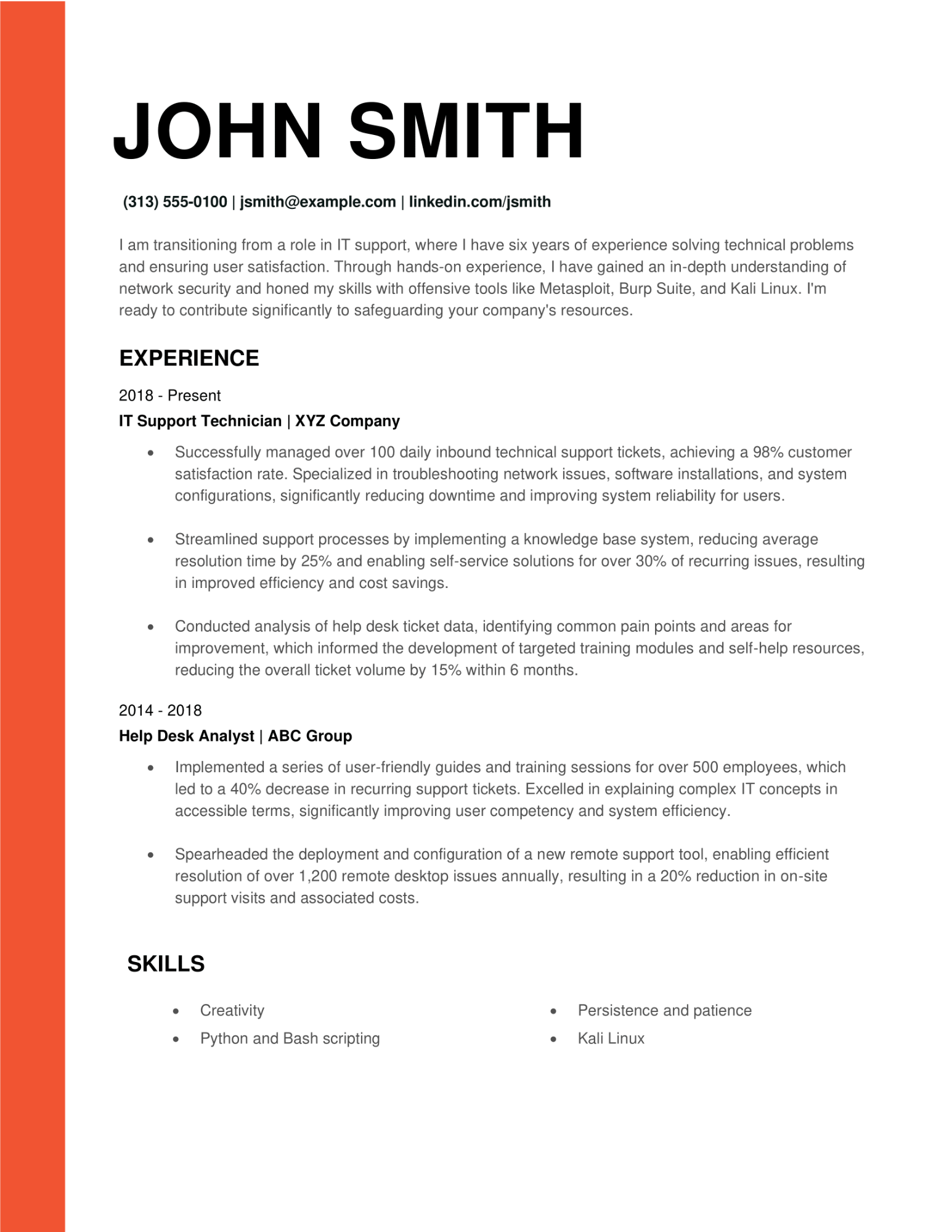 1. Penetration Tester Resume Example