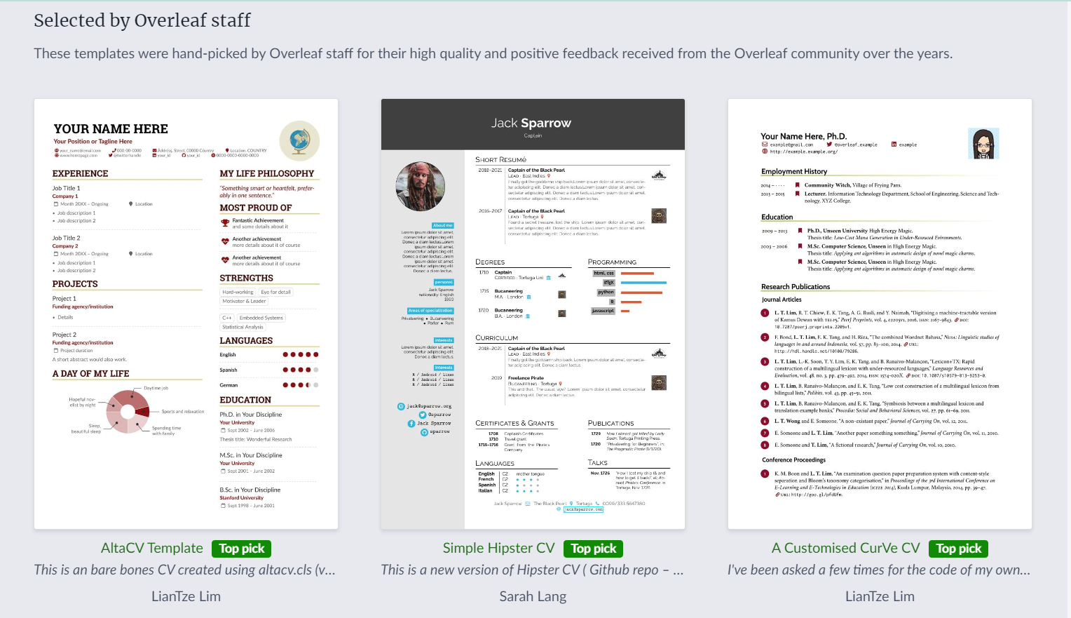 Resume Templates in Latex Format Here