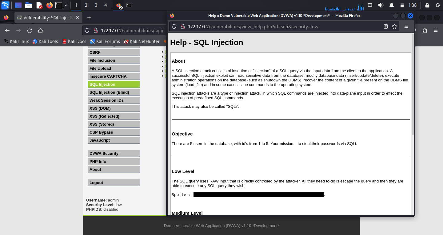 SQL injection - View Help