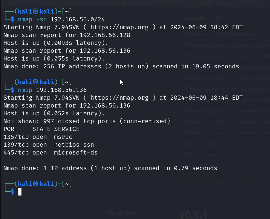 Use Nmap to scan the internal network