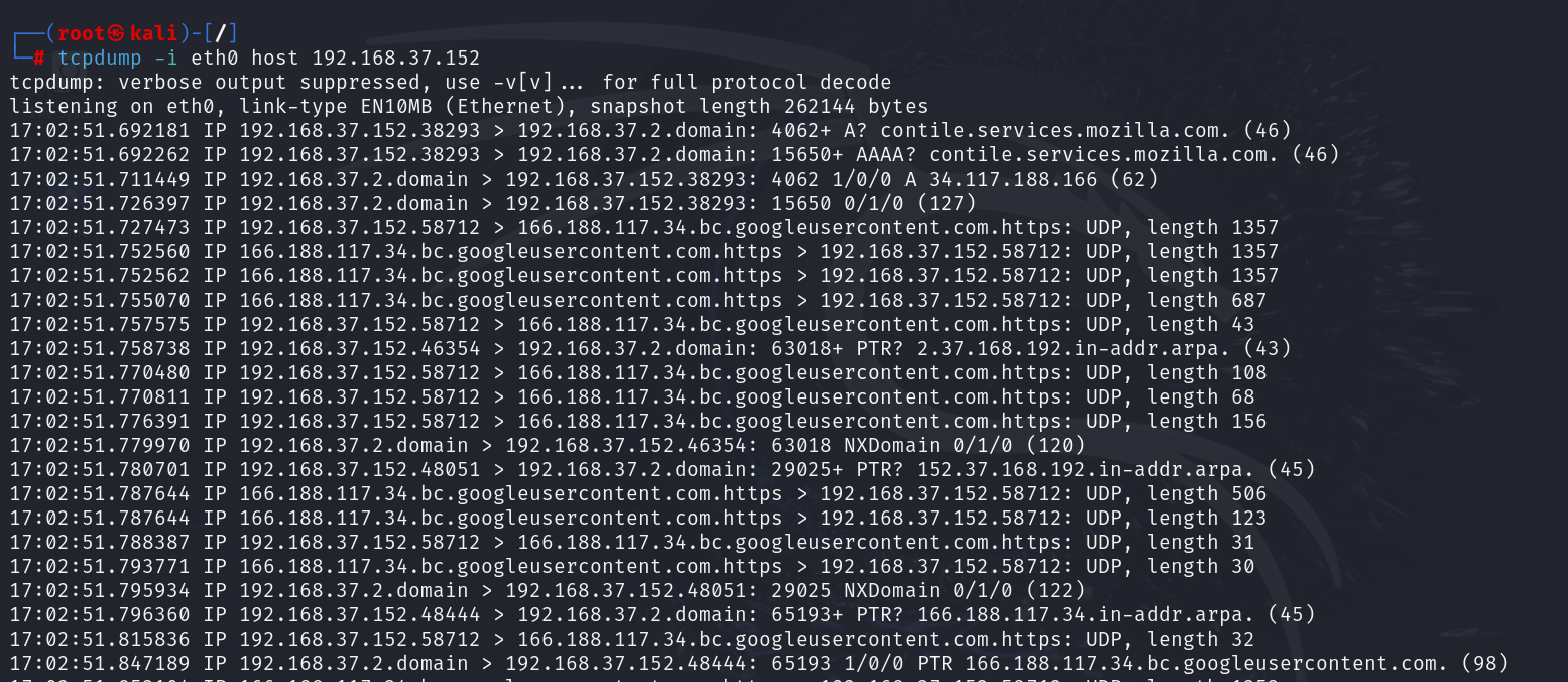 tcpdump capture packets to and from host