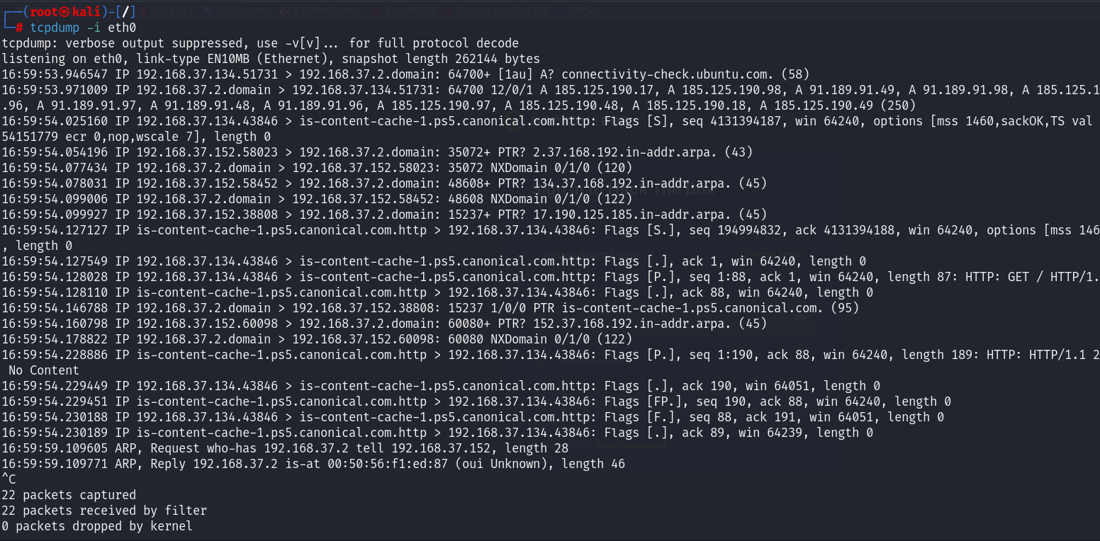 tcpdump cpature packets