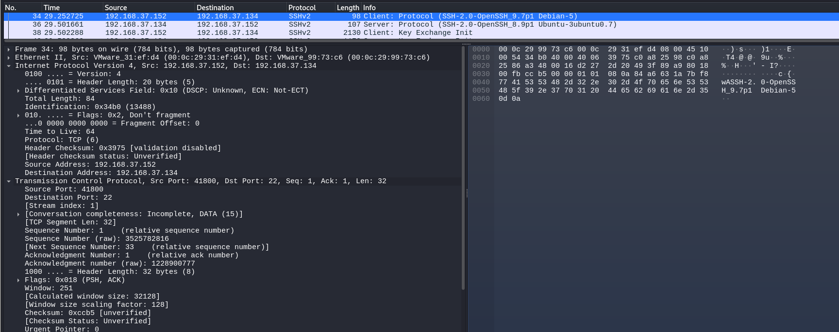 Wireshark packet details