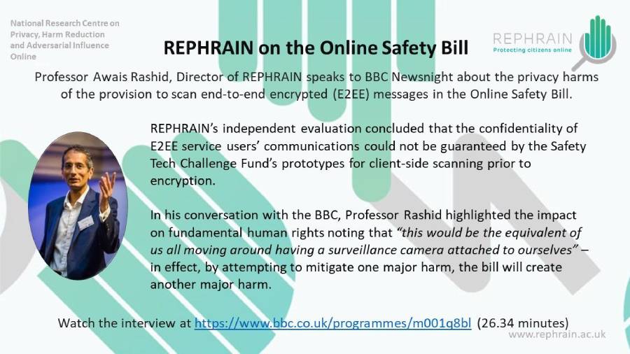 REPHRAIN on the Online Safety Bill