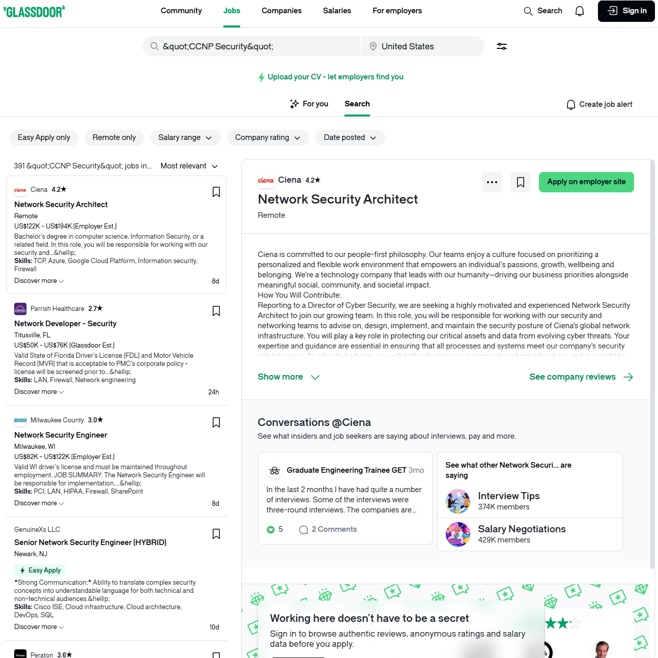 Glassdoor - Network Security Architect