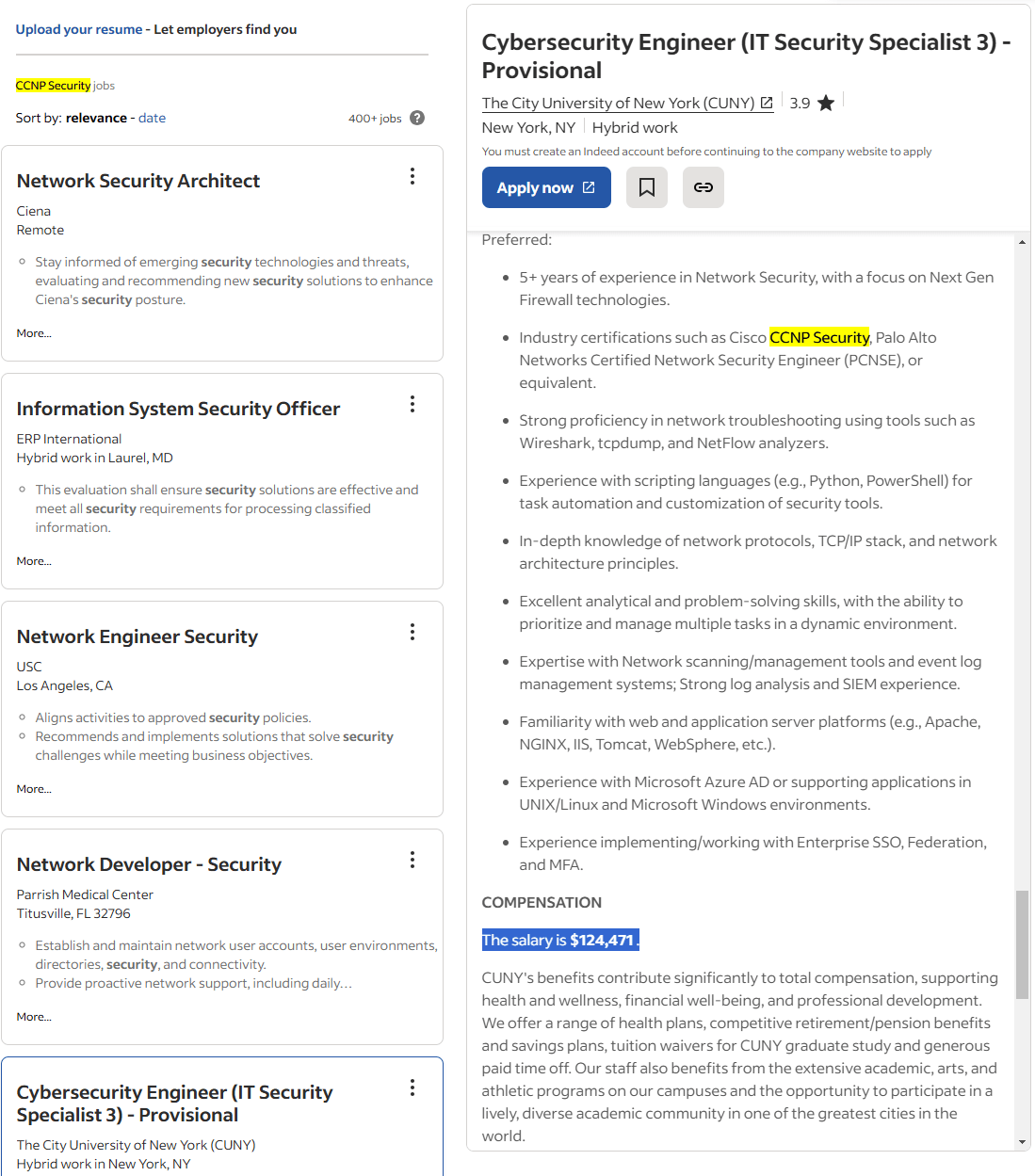 Cybersecurity Engineer (IT Security Specialist 3) - Provisional